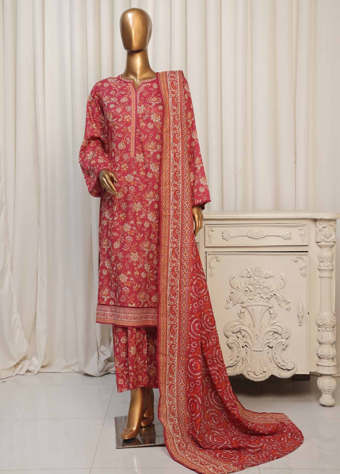 Bin Saeed Fabric - NSM-067- 3 Piece Printed Stitched Suit