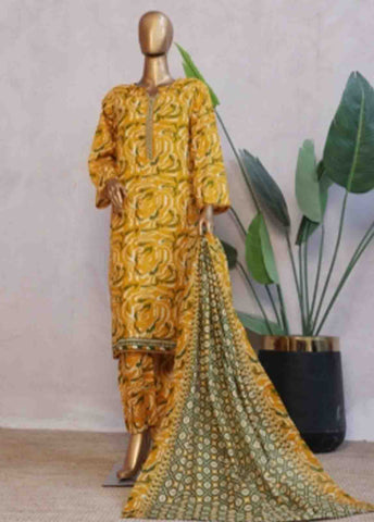 Bin Saeed Fabric - NSM-068- 3 Piece Printed Stitched Suit