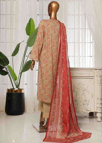 Bin Saeed Fabric - NSM-070- 3 Piece Printed Stitched Suit