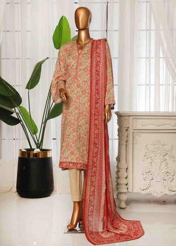 Bin Saeed Fabric - NSM-070- 3 Piece Printed Stitched Suit