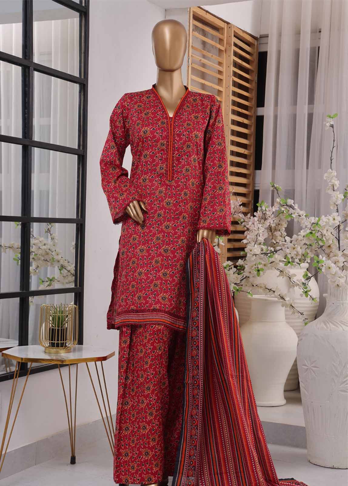 NSM-073- 3 Piece Printed Farshi Shalwar Suit