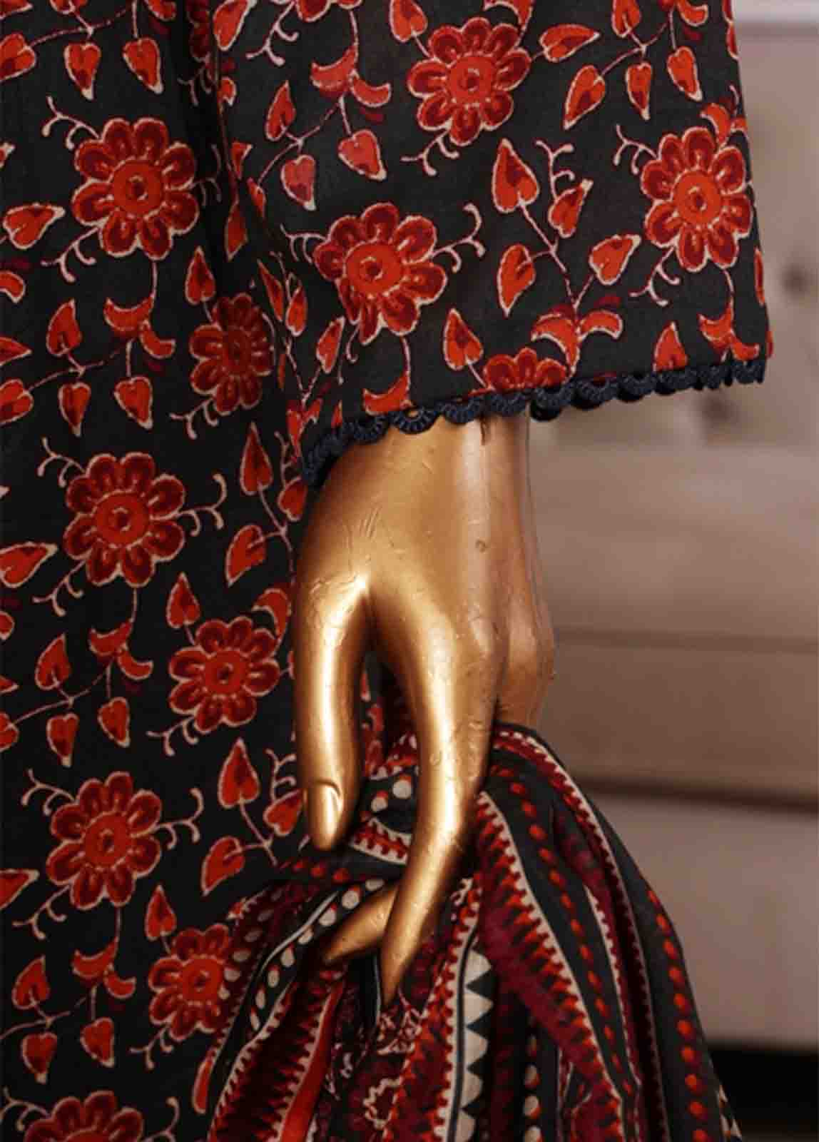 Bin Saeed Fabric - NSM-074- 3 Piece Printed Farshi Shalwar Suit