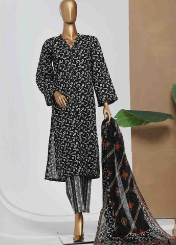 Bin Saeed Fabric - NSM-077- 3 Piece Printed Stitched Suit
