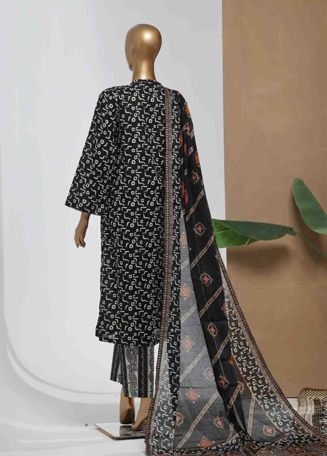 Bin Saeed Fabric - NSM-077- 3 Piece Printed Stitched Suit