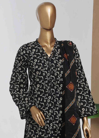 Bin Saeed Fabric - NSM-077- 3 Piece Printed Stitched Suit