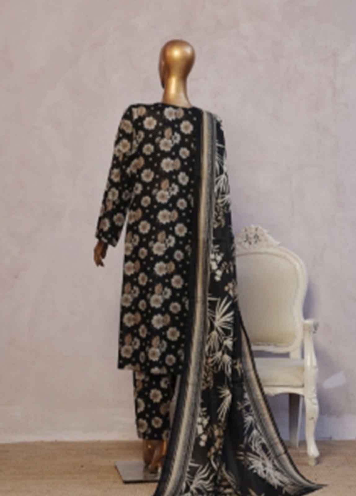 Bin Saeed Fabric - NSM-078- 3 Piece Printed Stitched Suit