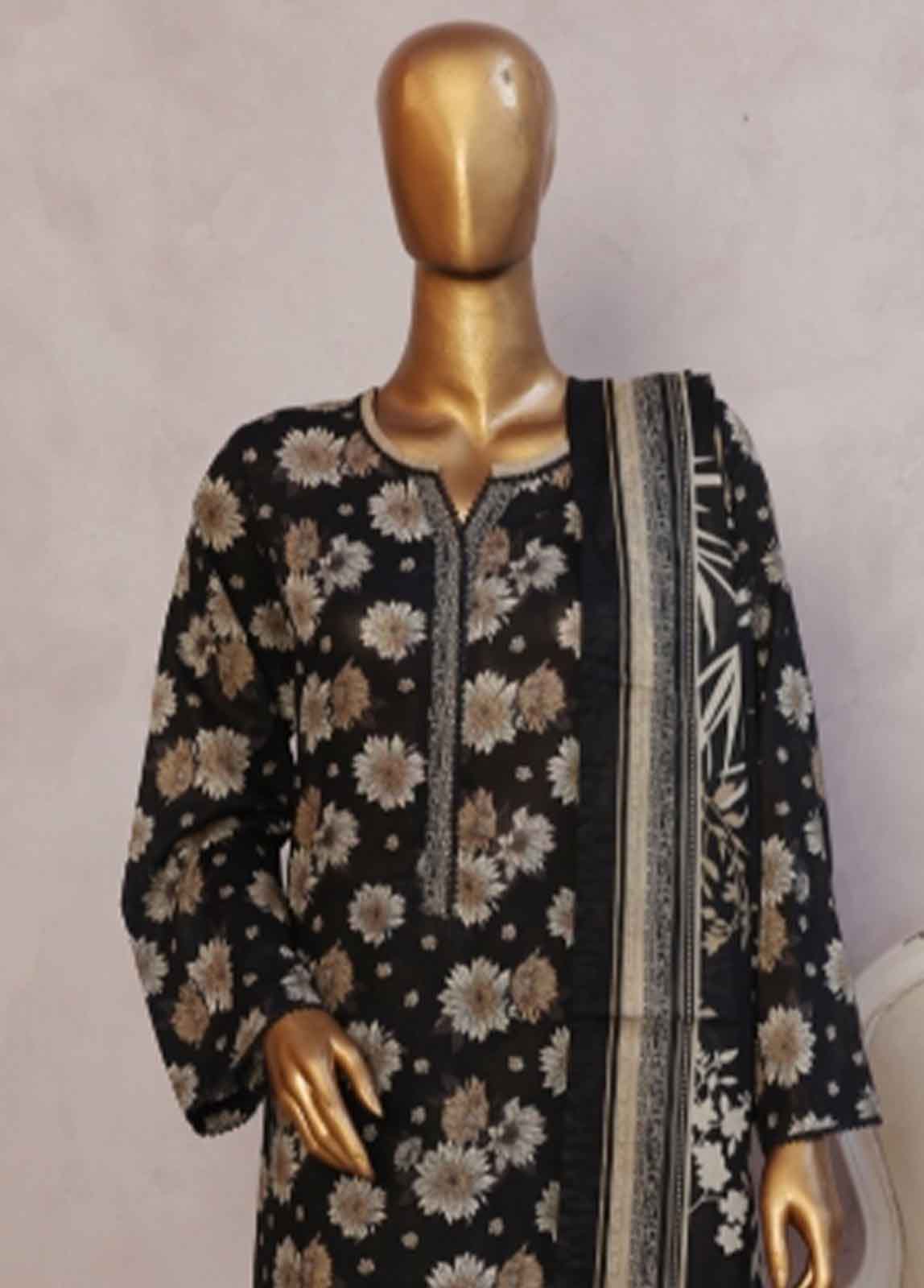 Bin Saeed Fabric - NSM-078- 3 Piece Printed Stitched Suit