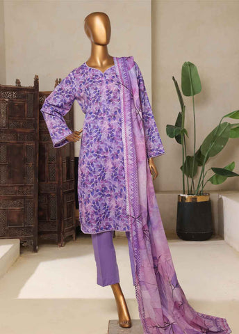 Bin Saeed Fabric - NSM-0783-PR-R2-5- 3 Piece Printed Stitched Suit