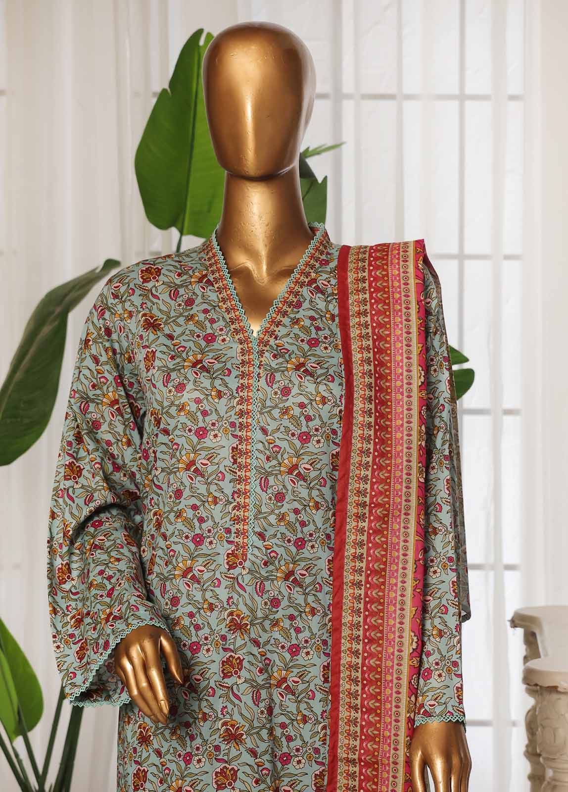 Bin Saeed Fabric - NSM-079- 3 Piece Printed Stitched Suit