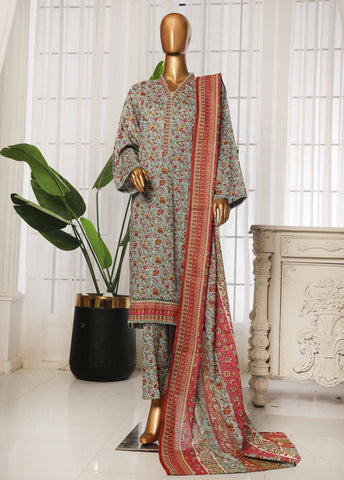 Bin Saeed Fabric - NSM-079- 3 Piece Printed Stitched Suit