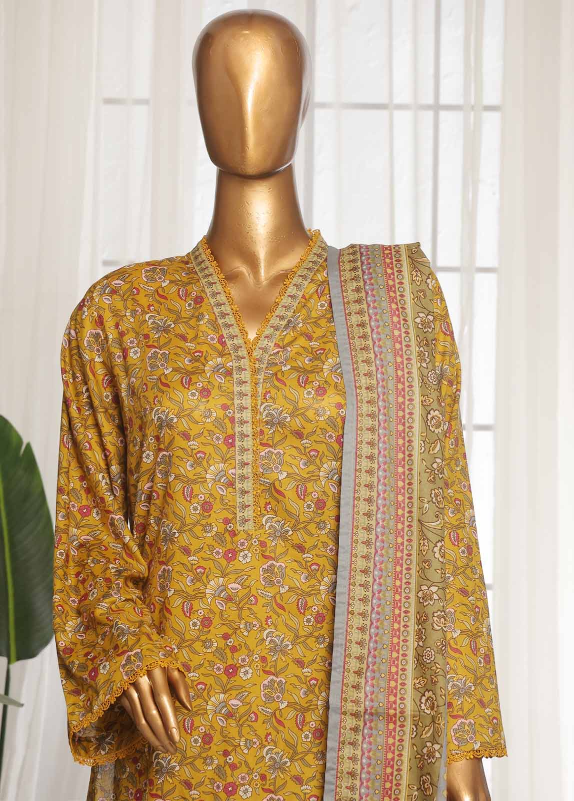 SM-080- 3 Piece Printed Stitched Suit
