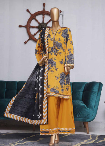 Bin Saeed Fabric - NSM-082- 3 Piece Printed Farshi Shalwar Suit