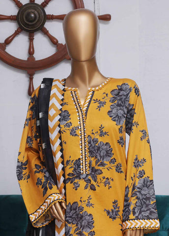 Bin Saeed Fabric - NSM-082- 3 Piece Printed Farshi Shalwar Suit