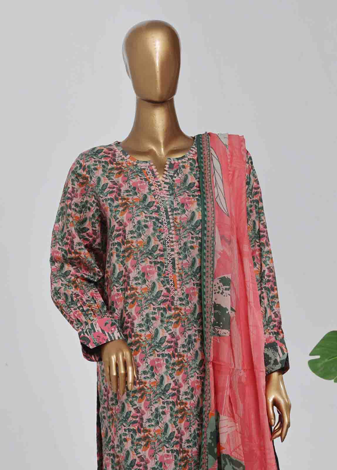 Bin Saeed Fabric - NSM-084- 3 Piece Printed Stitched Suit