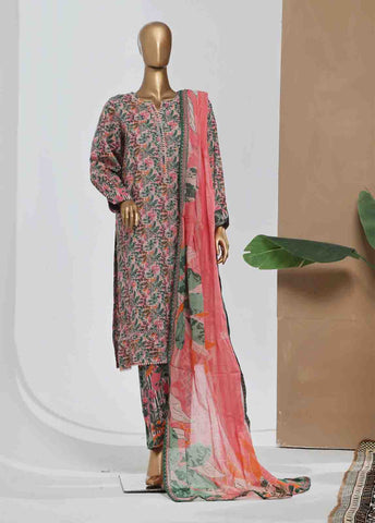 Bin Saeed Fabric - NSM-084- 3 Piece Printed Stitched Suit