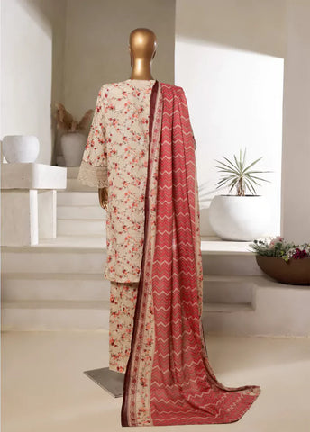 3 Piece Embroidered MultiColor Cotton Shirt with Trouser & Dupatta