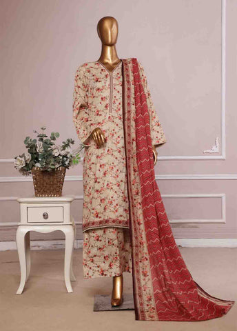 Bin Saeed Fabric - NSM-085- 3 Piece Printed Farshi Shalwar Suit