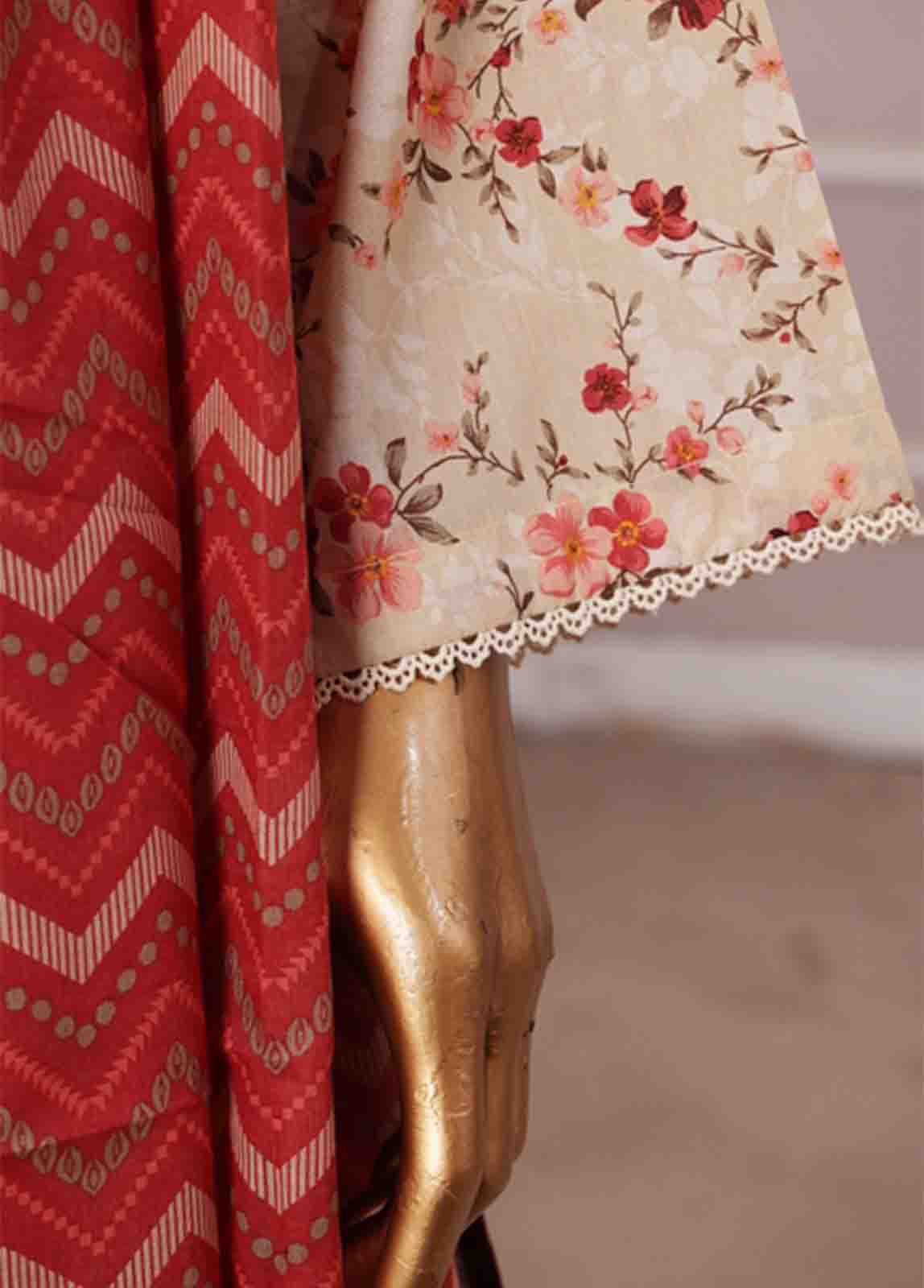 Bin Saeed Fabric - NSM-085- 3 Piece Printed Farshi Shalwar Suit