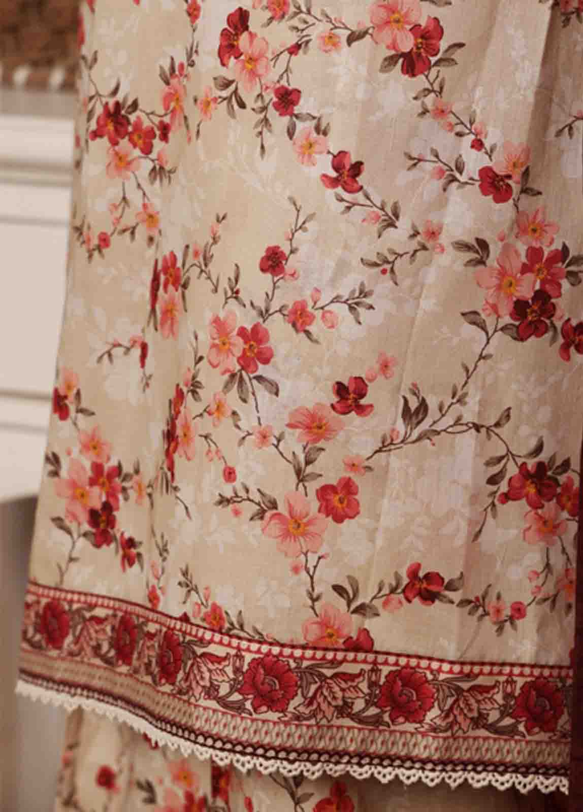 Bin Saeed Fabric - NSM-085- 3 Piece Printed Farshi Shalwar Suit