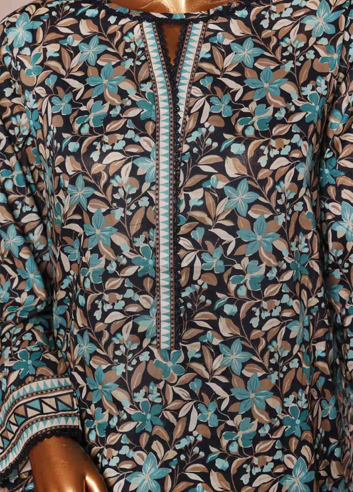 Bin Saeed Fabric - NSM-087- 3 Piece Printed Farshi Shalwar Suit