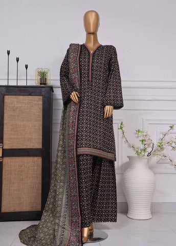 Bin Saeed Fabric - NSM-089- 3 Piece Printed Farshi Shalwar Suit