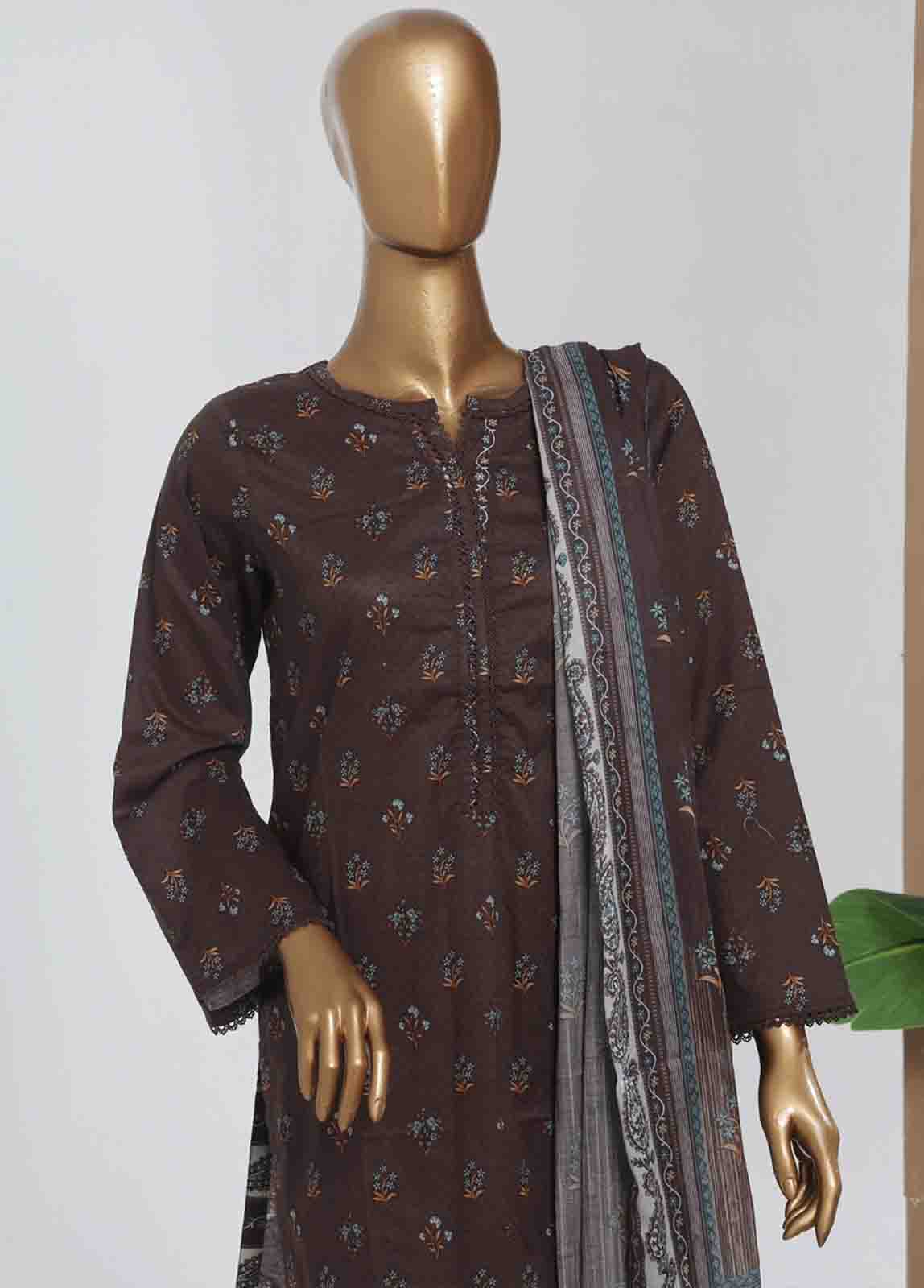 Bin Saeed Fabric - NSM-090- 3 Piece Printed Stitched Suit