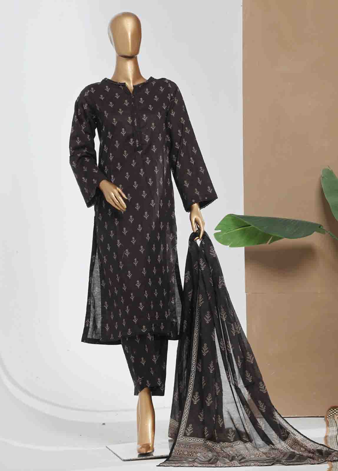 Bin Saeed Fabric - NSM-091- 3 Piece Printed Stitched Suit