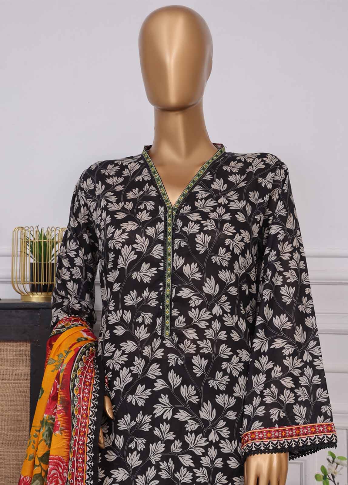 Bin Saeed Fabric - NSM-093- 3 Piece Printed Farshi Shalwar Suit