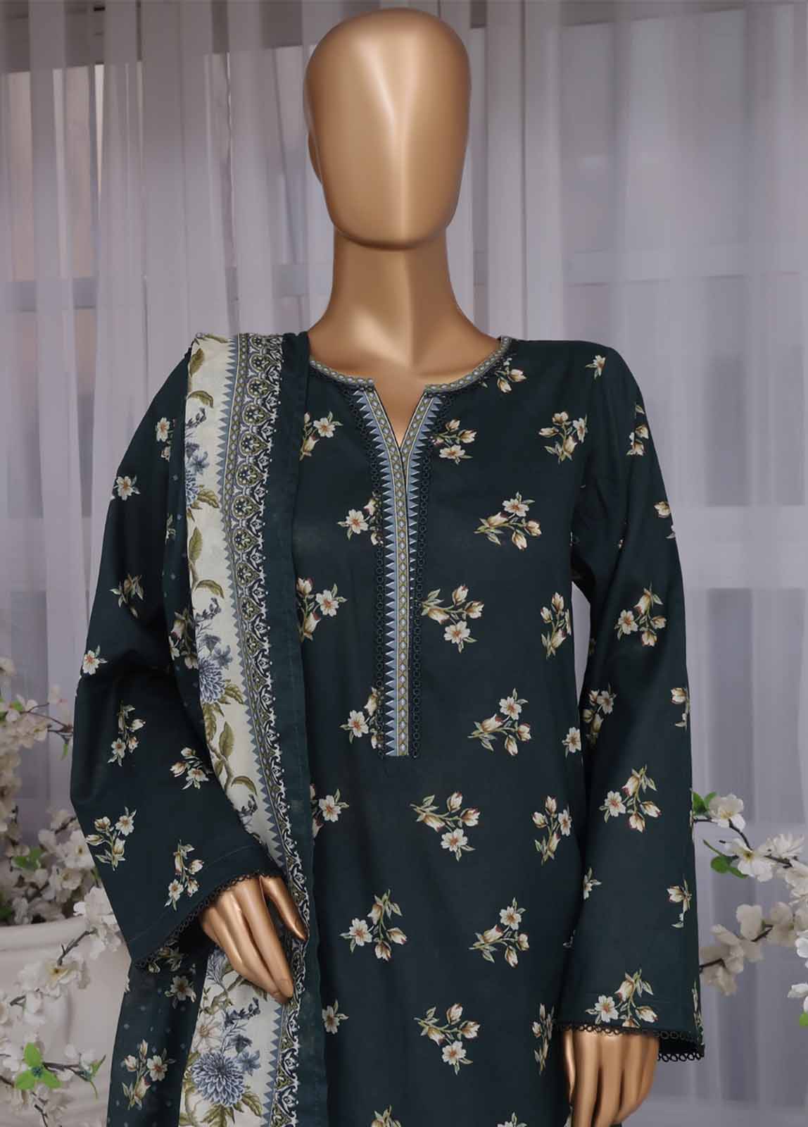 Bin Saeed Fabric - NSM-094- 3 Piece Printed Farshi Shalwar Suit