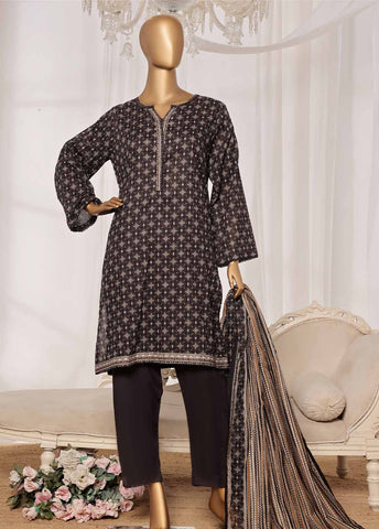 Bin Saeed Fabric - NSM-099-PR R1-4- 3 Piece Printed Stitched Suit