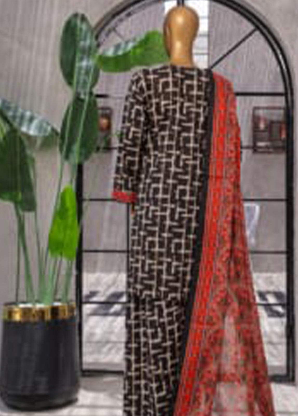 Bin Saeed Fabric - NSM-125 F- 3 Piece Printed Farshi Shalwar Suit