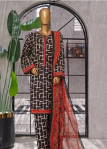 Bin Saeed Fabric - NSM-125 F- 3 Piece Printed Farshi Shalwar Suit