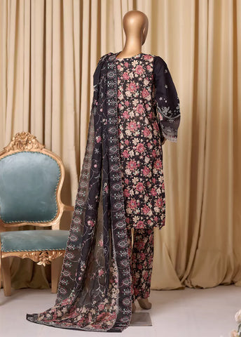 3 Piece Black Embroidered Cotton Suit with Trouser & Dupatta