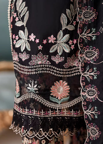 3 Piece Black Embroidered Cotton Suit with Trouser & Dupatta