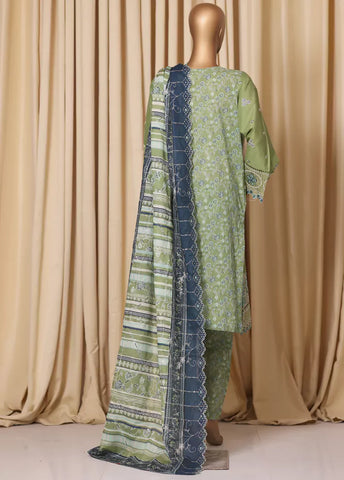 3 Piece Embroidered Lime Green Cotton Suit with Trouser & Dupatta