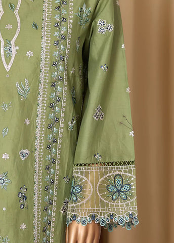 3 Piece Embroidered Lime Green Cotton Suit with Trouser & Dupatta
