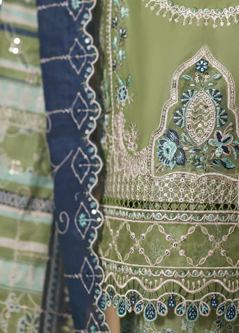 3 Piece Embroidered Lime Green Cotton Suit with Trouser & Dupatta