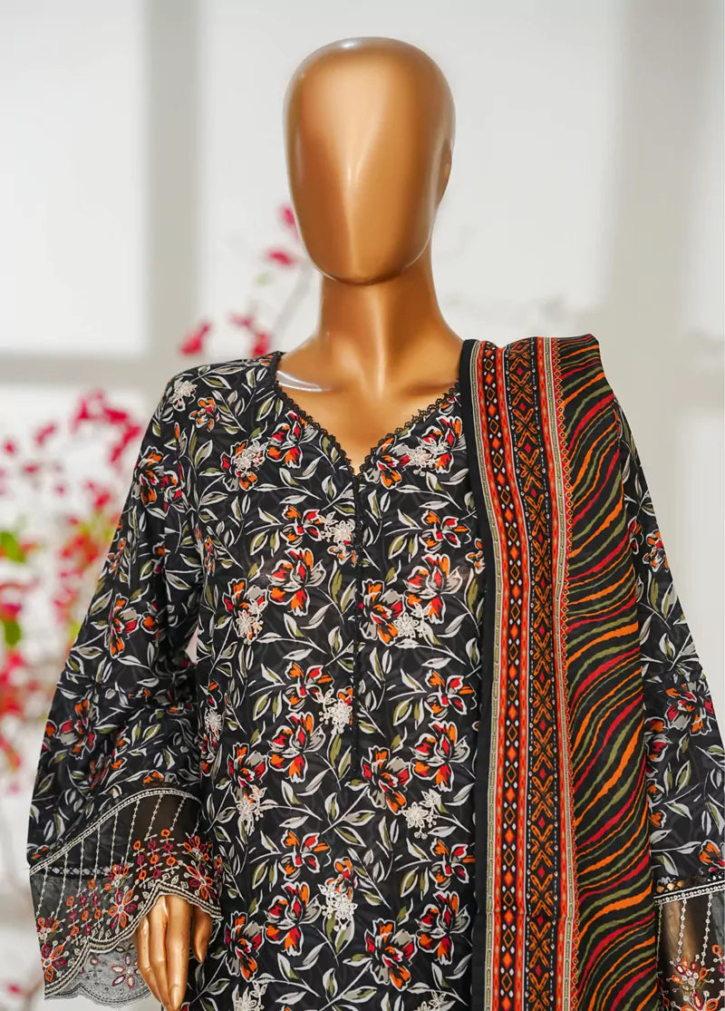 3 Piece MultiColor Embroidered Lawn Shirt with Trouser & Dupatta