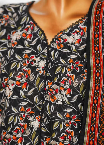 3 Piece MultiColor Embroidered Lawn Shirt with Trouser & Dupatta