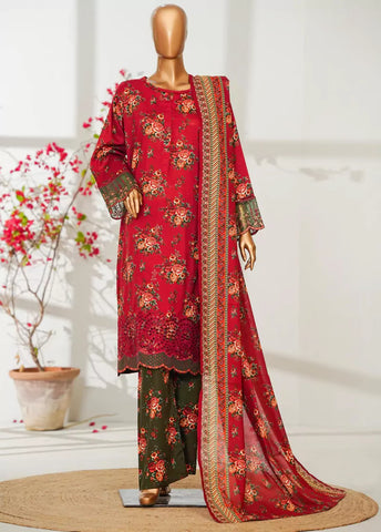 3 Piece Green Color Embroidered Lawn Shirt with Trouser & Dupatta