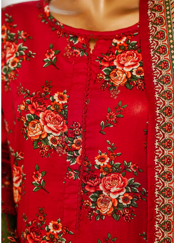 3 Piece Green Color Embroidered Lawn Shirt with Trouser & Dupatta