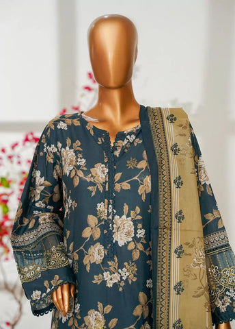 3 Piece Teal Color Embroidered Lawn Shirt with Trouser & Dupatta