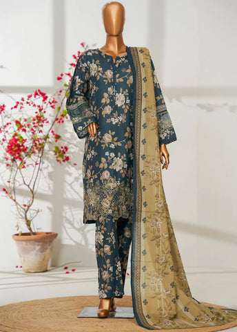 3 Piece Teal Color Embroidered Lawn Shirt with Trouser & Dupatta