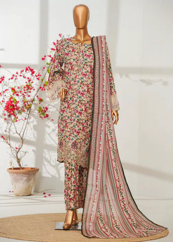 3 Piece MultiColor Embroidered Lawn Shirt with Trouser & Dupatta