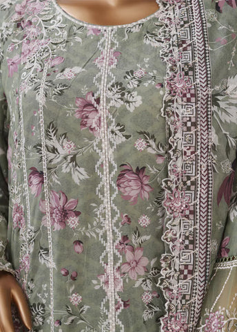 3 Piece Embroidered Mint Green Color Lawn Shirt with Trouser & Embroidered Dupatta