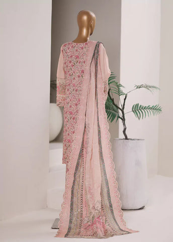 3 Piece Embroidered Dusty Pink Color Cotton Shirt with Trouser & Embroidered Dupatta