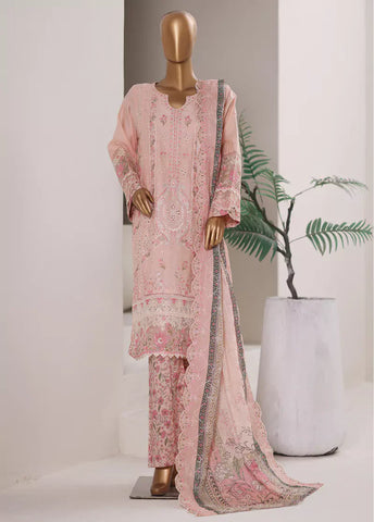 3 Piece Embroidered Dusty Pink Color Cotton Shirt with Trouser & Embroidered Dupatta