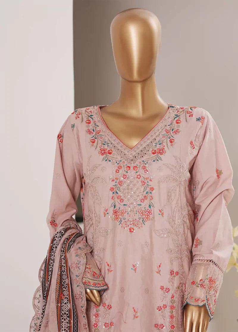 3 Piece Embroidered Pastel Pink Color Lawn Shirt with Trouser & Embroidered Dupatta