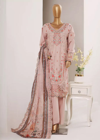 3 Piece Embroidered Pastel Pink Color Lawn Shirt with Trouser & Embroidered Dupatta