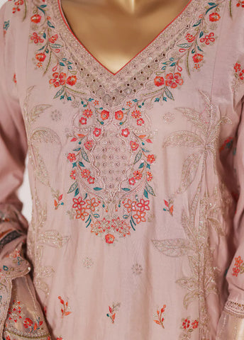 3 Piece Embroidered Pastel Pink Color Lawn Shirt with Trouser & Embroidered Dupatta